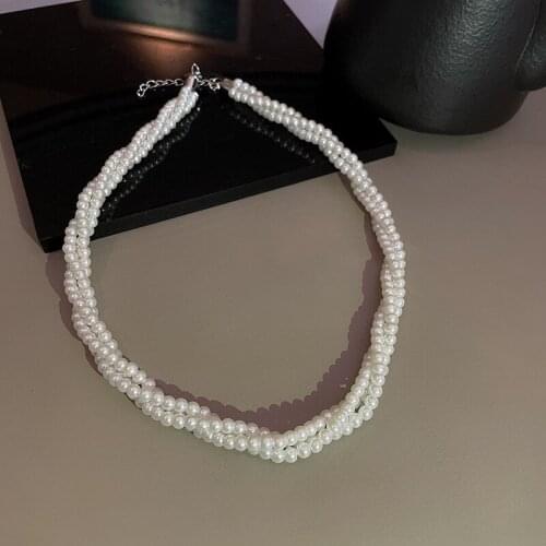 Elegant White Imitation Pearl Choker Necklace Multi-layered Pearl Winding Necklace for Women Charm Fashion Jewelry