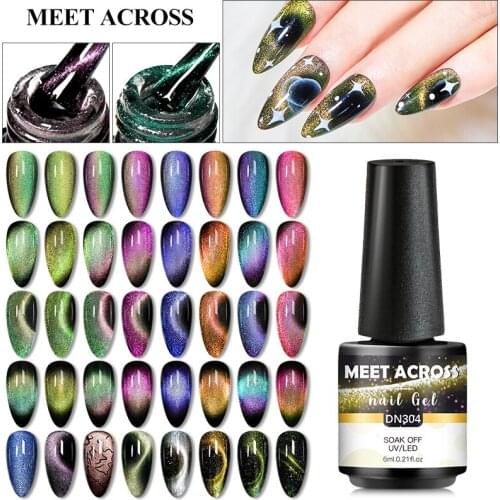 MEET ACROSS 6ml Cat Eye Gel Polish Galaxy Nail Art Magnetic Nail Gel For Manicure Design Semi Permanent Gel Nail Varnish