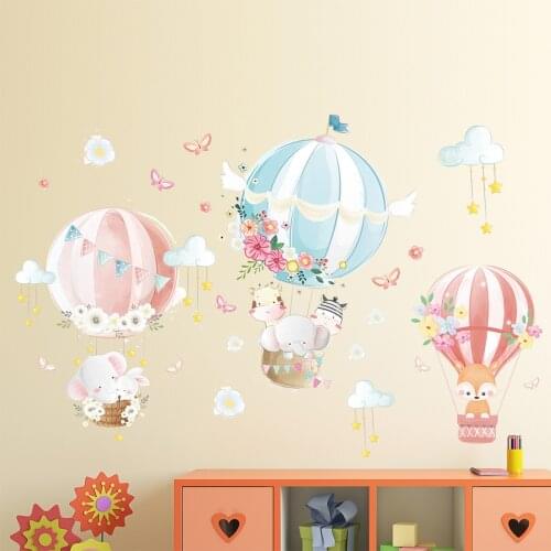 Hot Balloon Cartoon Wall Stickers Kids Bedroom Boy Girl Room Decor Aesthetic Nursery Background Wall Art DIY Mural Decals
