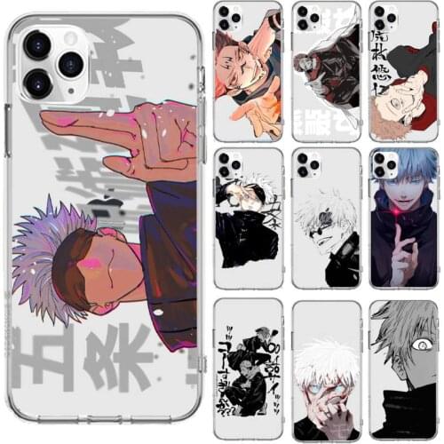 Jujutsu Kaisen Satoru Gojo anime Phone Case Transparent for iPhone 6 7 8 11 12 s mini pro X XS XR MAX Plus cover funda shell