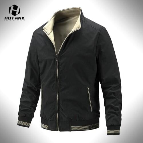 Solid Color Bomber Jacket Men Stand Collar Casual Slim Fit Pilot Baseball Mens Jackets Coats Fashion High Quality Windbreaker