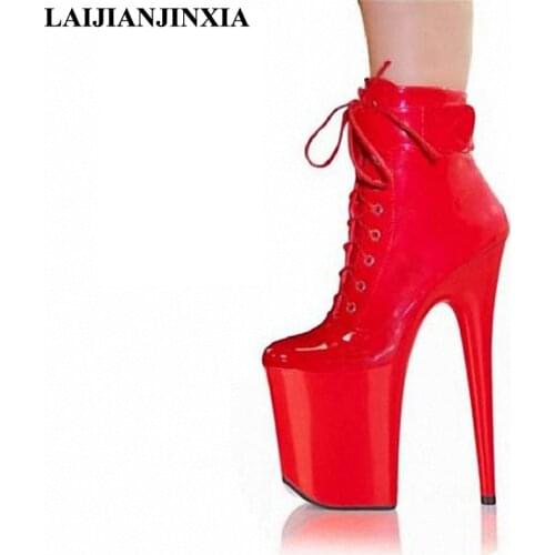 LAIJIANJINXIA 2018 Spring Round Toe Women Sexy Night Club 20cm High Heel Platform Shoes Ankle Boots Dance Shoes