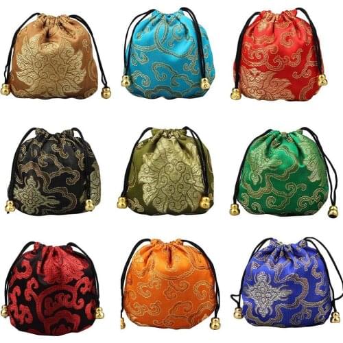 HOT SALES!!!Bright Color Chinese Good Lucky Bag Auspicious Cloud Design Storage Gift Pouch