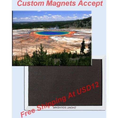 USA Travel Magnets Memorabilia , Wyoming Colorful Yellowstone National Park Rectangle Metal Fridge Magnet 5485 Tourism Souvenir