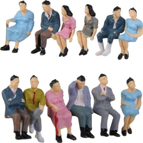 10Pcs 1:87Scale Painted Model Sand Table Simulation Sitting Villain Miniature Model Landscape Architectural Layout Shooting Prop