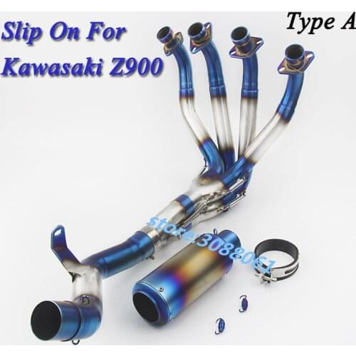 Modified Slip On For Z900 Motorcycle Full System Exhaust Pipe Middle Tube Carbon Fiber Muffler Front Link Pipe For Kawasaki Z900