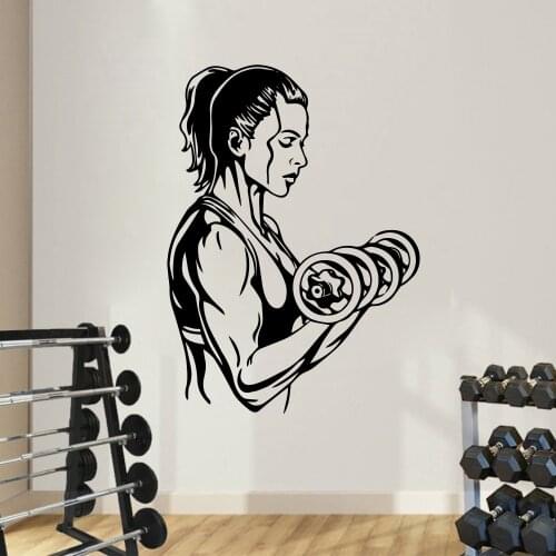 Fashion Gym Stickers Self Adhesive Wallpaper Art Decals For Gym Vinyl Woman Plane Wall Sticker Pattern Modern Plastic