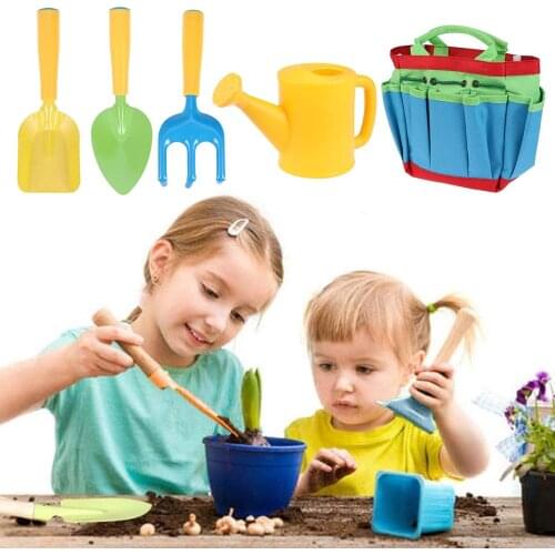 Kids Children Gardening Tools Set with Watering Can Shovel Pretend Play Tool for Kids Outdoor Beach Mini Garden Supplies