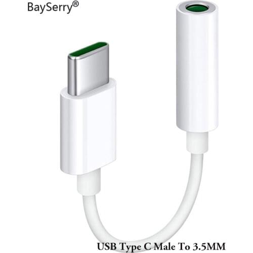 BaySerry Type C 3.5 Jack Earphone USB C to 3.5mm AUX Headphones Adapter Audio cable For Samsung S21 Xiaomi Mi 11 Huawei P30 Pro