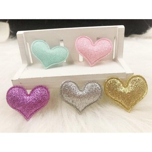 Wholesale Handmade 50pcs Fashion Cute Glitter Candy Color Heart DIY Decoration for Hairpins Hair Clips DIY Hair Accessories