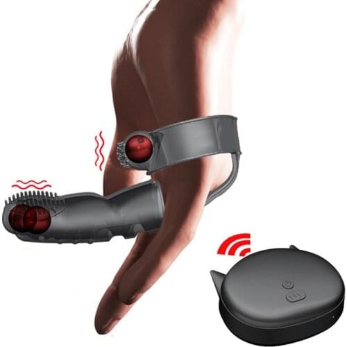 OLO Wireless Remote 10-Frequency Rechargeable Double Finger Sleeve Vibrator G Spot Clitoral Stimulation Massager Adults Sex Toy