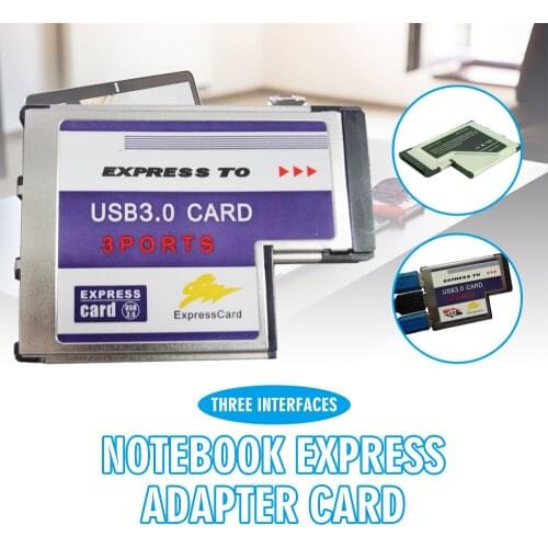 Pohiks 1pc 54mm Express Card 3 Ports USB 3.0 5Gbps Transfer Speed Adapter Cards For PC Laptop Computer