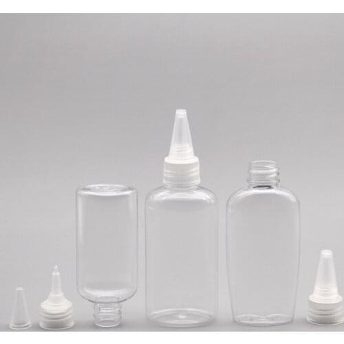 Clear 50ML 60ML 100ML 50PCS/LOT PET Shampoo Cosmetic Oil Plastic Lotion Bottle Pointed Cap Refillable Container Bottle Screw Cap