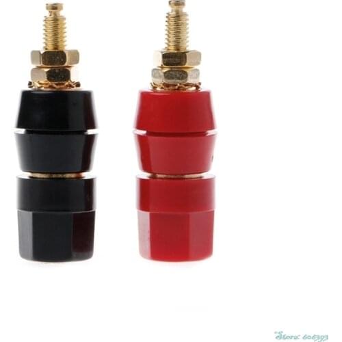 1Pair 4mm Banana Plug Red Black Connector Amplifier Terminal Binding Post Speaker Jack