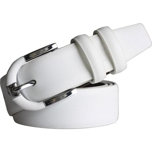 Promotion new arrival genuine leather belt women white with casual pin buckles designer belts men high quality free shipping