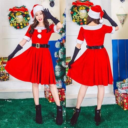 Christmas Cosplay Costume Lady Party Dress Adult Santa Claus Set Reindeer Role Christmas Clothing Women Party Costume Skirt