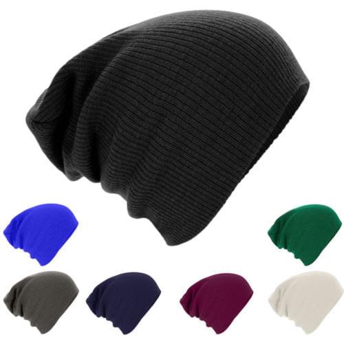 Mens Womens Knit Baggy Beanie Oversize Fashion Winter Hat Ski Slouchy Chic Cap
