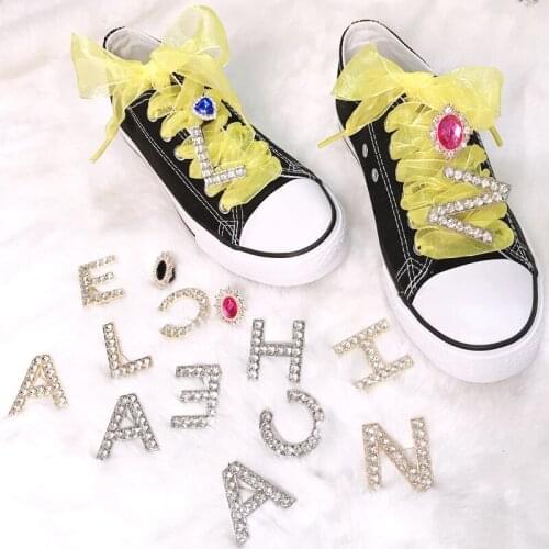 DIY Shoelaces Decoration Metal Snow yarn Shoelace Diamond letters Shoe Accessories Shiny Rhinestones Shoes Decorative Accessory