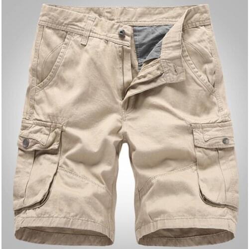 5 Colors Plus Size 32-40 Men Shorts Multi Pockets Cotton Summer Solid Loose Cargo Shorts Men Camo Summer Homme Cargo Shorts