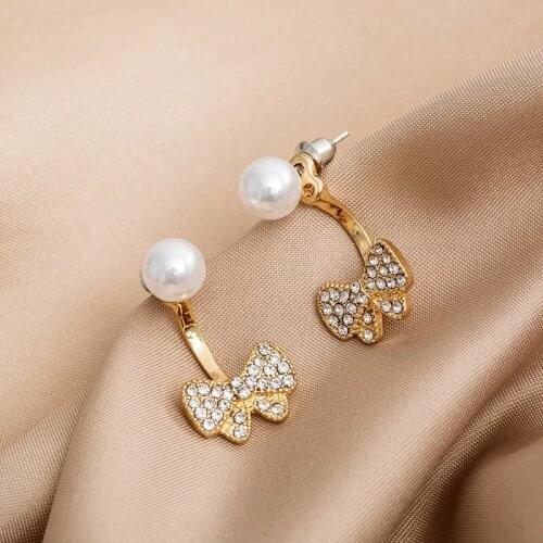 Super Elegant Simulated Pearl Earrings 2021 New Korean Temperament Bow Earrings Exquisite Elegant Trend Fashion Stud Earrings