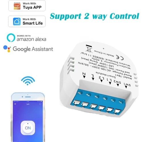 WiFi Smart Switch 2 Way Control Neutral + Fire Wire Module for Tuya Smart Life APP Control Support Alexa Google Home Assistant