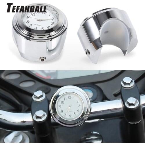 Universal 7/8" Waterproof Chrome Motorcycle Bike Handlebar Mount Quartz Clock Watch Aluminum Luminous Clock Moto Accessori 2019