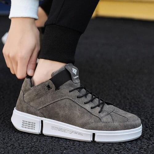 Spring Autumn High Top Sneakers Outside Lace-up Running Sneakers Fashion Casual Shoes For Men Wear-resisting Male Flat Sneaker