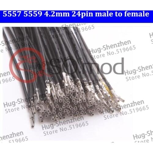 High Qulaity UL1007 18AWG 30CM 5557 5559 4.2mm 24pin 24P male to Female Crimp Terminal Pins Cable Wire - Yellow / black