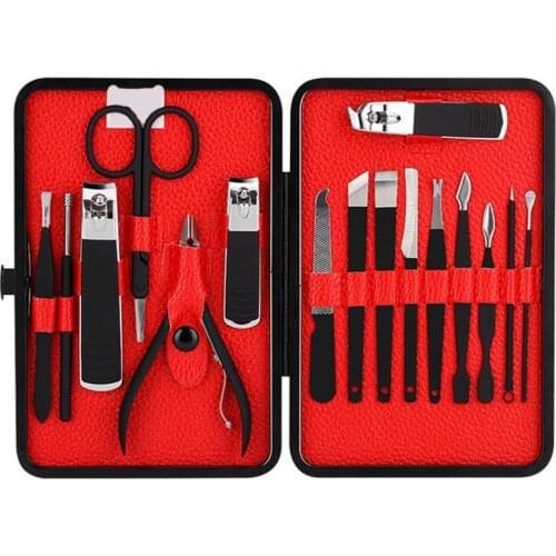 High Quality Manicure Set Nail Clipper Stainless Steel Professional Nail Cutter Tools Black Non-slip Handle Pedicure Scissors Ki