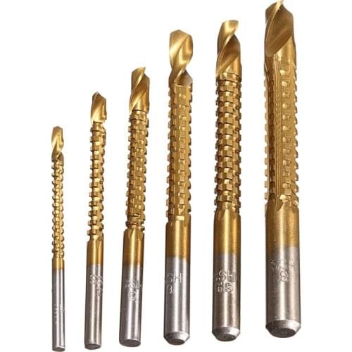 6Pcs 3-8mm Titanium Coated High Speed Steel Drill Bit Electric Hemp Flowers High Hardness Resistance Drill Bit Set Hardware