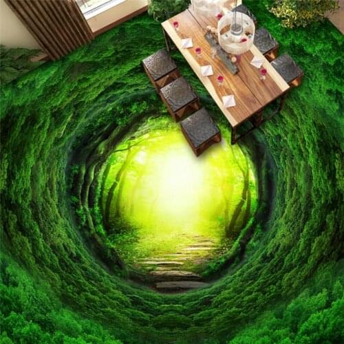 Wellyu Customized large mural pvc waterproof floor magic fantasy forest 3D three-dimensional thickened wear-resistant floor