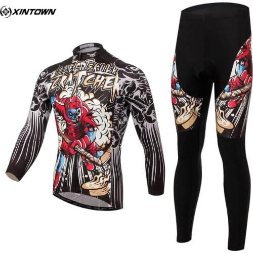 XINTOWN Ropa Ciclismo Men Wear Long Sleeve Cycling Jersey MTB Bike Shirt Sport Clothing Tops Bib Pants Sets