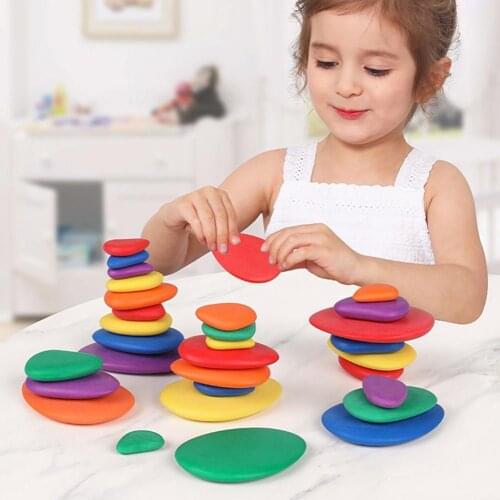 Bright Solid Color Building Block Stacking High Board Game Kids Educational Toy