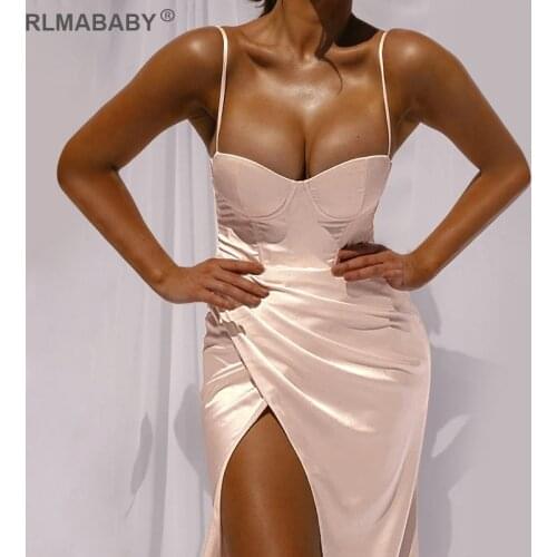 Fashion Sexy Criss-Cross Spaghetti Strap Mid-Calf Dress Strapless Split Women Button Bodycon Dress Elegant Christmas Party Dress