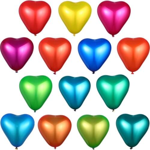 10pcs 10inch double layer Chrome balloons metallic shiny latex heart ballons helium globos wedding birthday party decoration