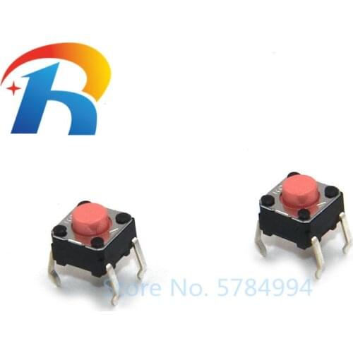 10pcs/lot New original B3F series light touch switch B3F-1025S button switch 6*6*5mm DIP 4Pins 2.55N Pink button