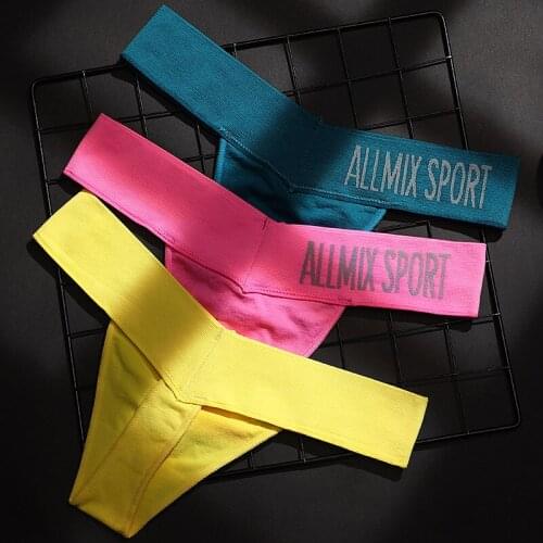 3Pcs/Pack Women Cotton Panties Fashion Letter Pattern Sport Briefs Sexy Seamless Low Waits Thong Underwear Female Underpants New