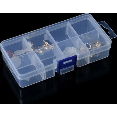 8 Grids Plastic Storage Jewelry Box Compartment Adjustable Container for Beads earring box for jewelry rectangle Box Case