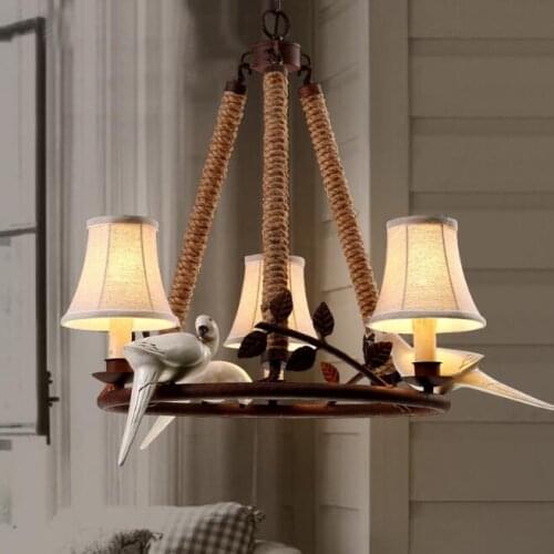 American country living room creative wrought iron pendant light vintage personalized restaurant hemp clothing pendant lamp