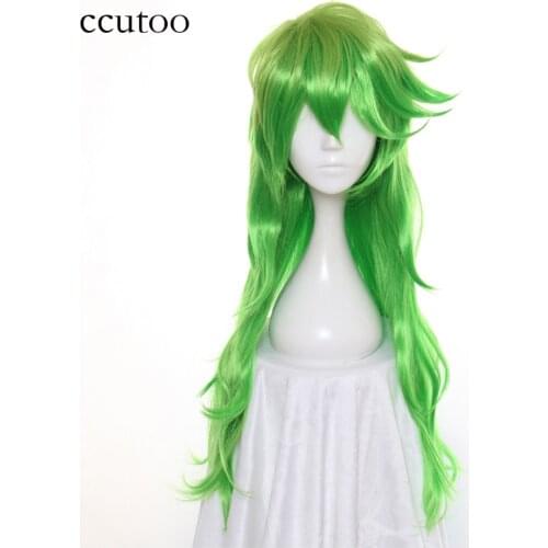 Ccutoo 80cm Long Curly Synthetic Hair Detentionhouse Nanbaka Niko No.25 Green Yellow Ombre Cosplay Wig Heat Resistance Fiber