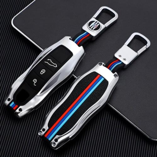 Car Key Case Cover Keychain for Porsche Cayenne Macan 911 Boxster Cayman Panamera Smart Remote Fob Protector