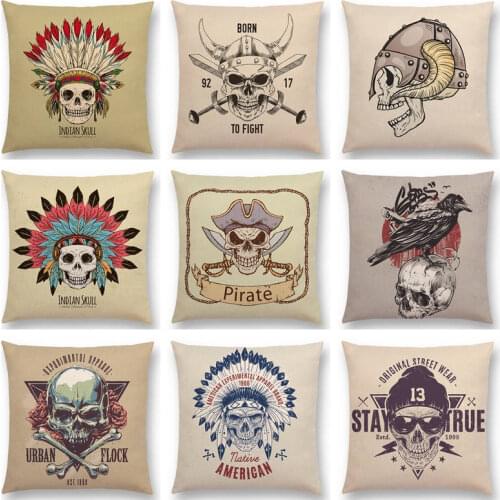Skull Head Rock Punk Death Fallen Demon Taboo Magic Mystery Samurai Cowboy Biker Viking Cushion Cover Beautiful Pillow Case