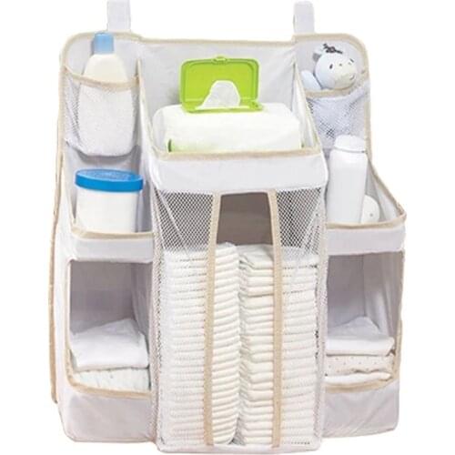 Baby Bed Diaper Hanging Holder Infant Bedding Nursing Storage Bag Crib Organizer