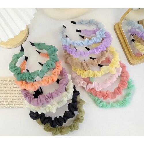 Elegant lady simple pure color headband sweet girl satin folds cute hairpin hollow weaving simple floral headband hair accessori