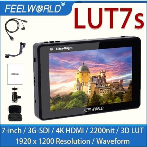 FEELWORLD LUT7S 7 Inch portable monitor hdmi 2200nits 3D LUT Touch Screen DSLR Camera Field Monitor with Waveform