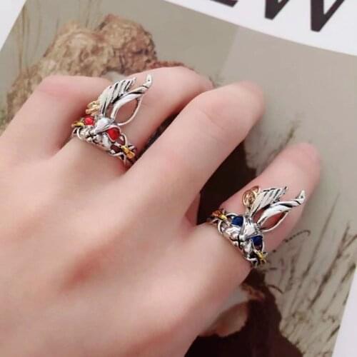 Sweet Style Red Blue Eye Bunny Ring Fashion Ladies Romantic Rings Valentines Day Dating Ring Jewelry Gift Rabbit Resizable