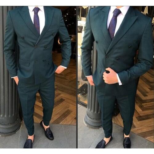 Two Pieces Wedding Tuxedos Custom Made Business Men Suits Two-Button Wool Blend Groom Classic Fit Groomsman Wedding Jacket Pants
