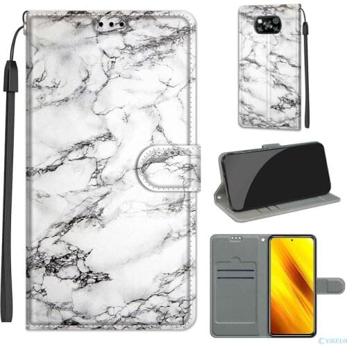 Leather caseUltra Thin Painted Leather Flip Phone Case For Xiaomi POCO X3 NFC Pro M3 Wallet Card Slot Holster Stand Book Cover