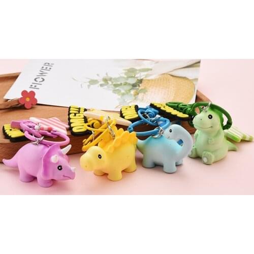 Creative Cute Dinosaur Keychain Pendant Cartoon Resin Doll keyring for Men Boy Bag Car Key Chain accessories Gifts