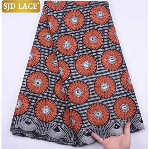 SJD LACE New African Lace Fabric 2020High Quality Swiss Voile Lace In Switzerland With Stones Handcut Cotton For Man SewingA1907